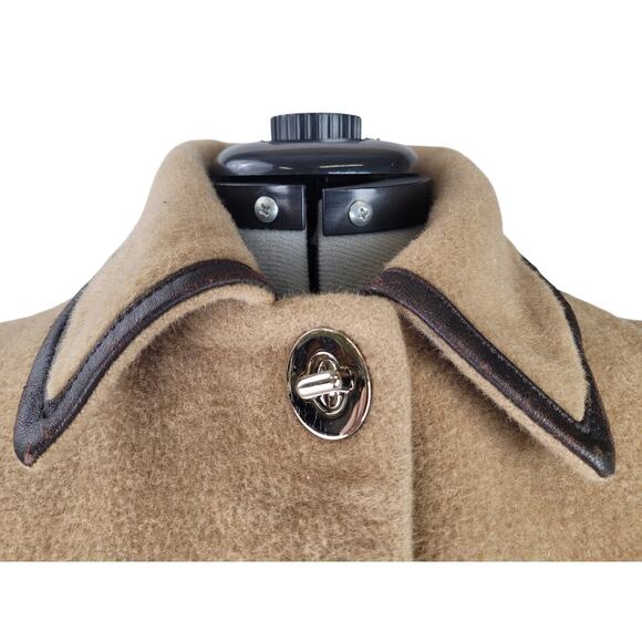 Coach Tan Mohair/Wool Brown Leather Trim Overcoat Sz XS - Picture 4 of 15